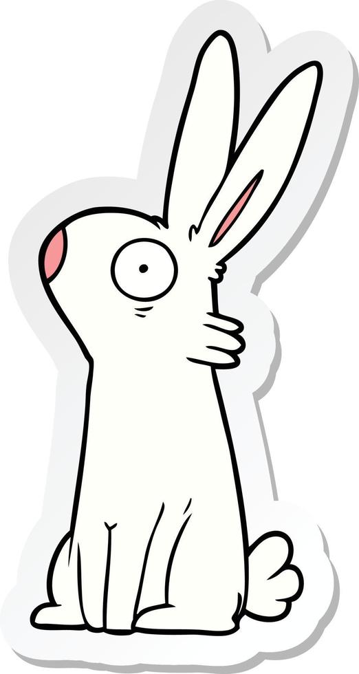 sticker of a cartoon startled rabbit vector