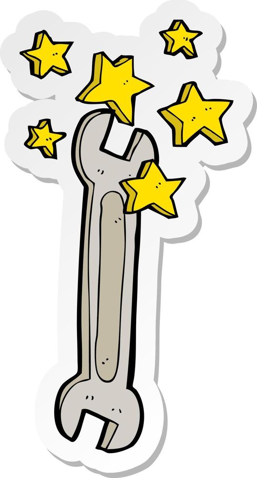 sticker of a cartoon spanner vector