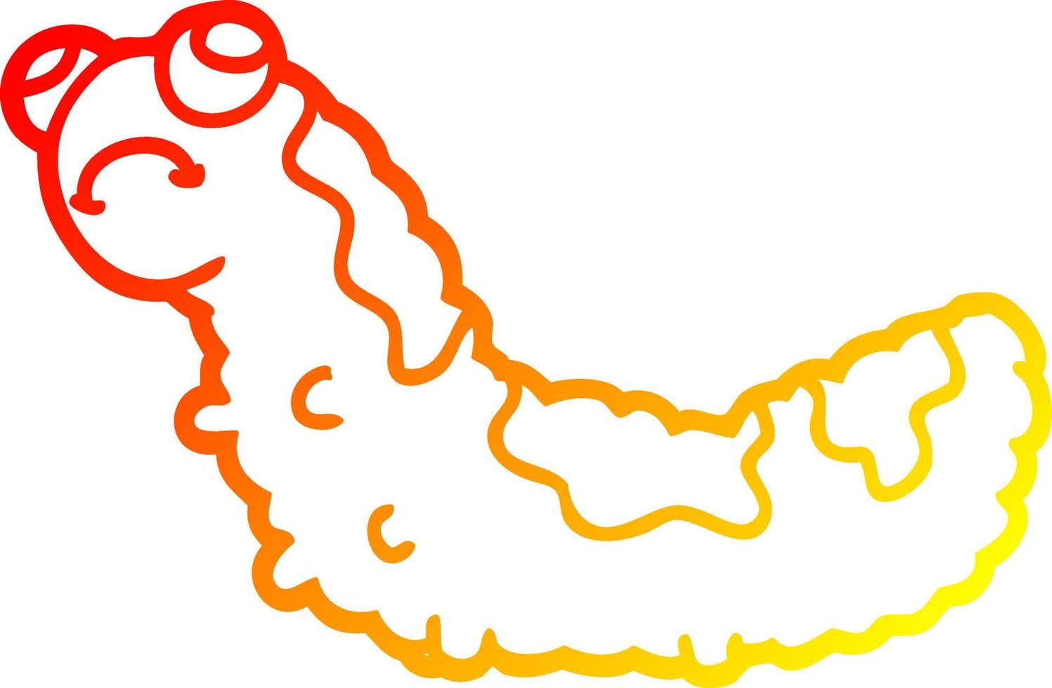 warm gradient line drawing cartoon unhappy caterpillar vector