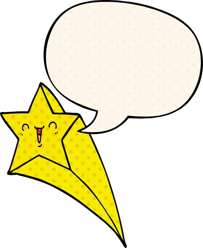 cartoon shooting star and speech bubble in comic book style vector