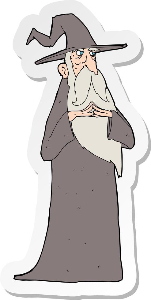 sticker of a cartoon old wizard vector