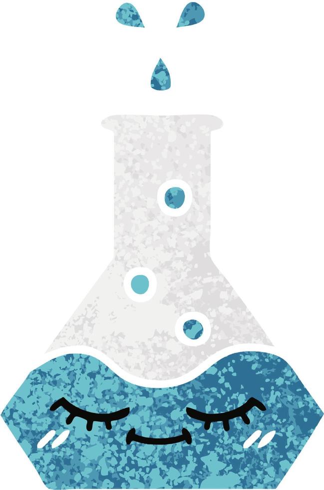 retro illustration style cartoon science beaker vector