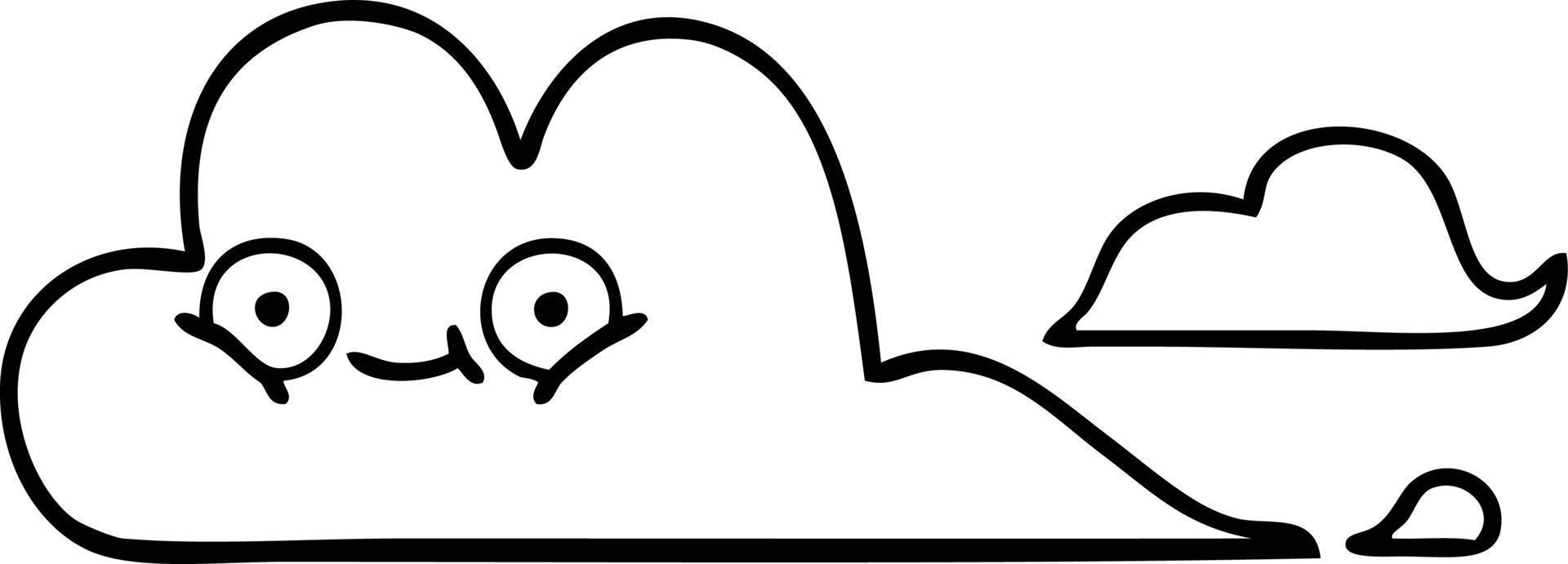 line drawing cartoon storm cloud vector