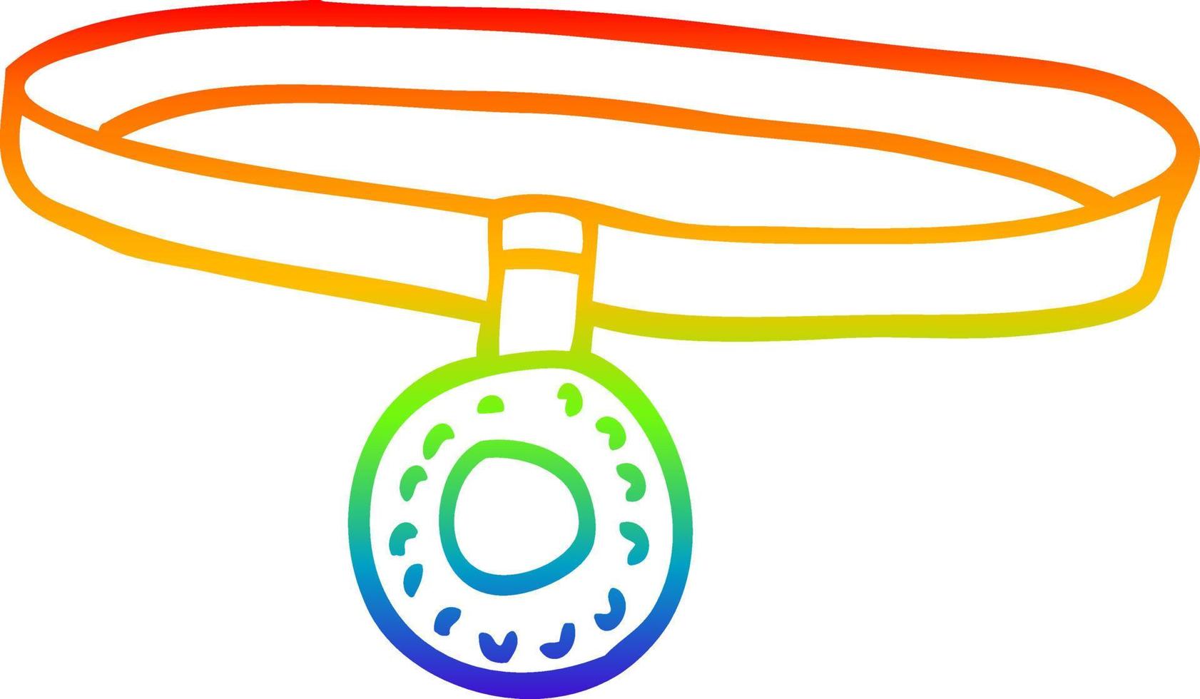 rainbow gradient line drawing cartoon dog collar vector