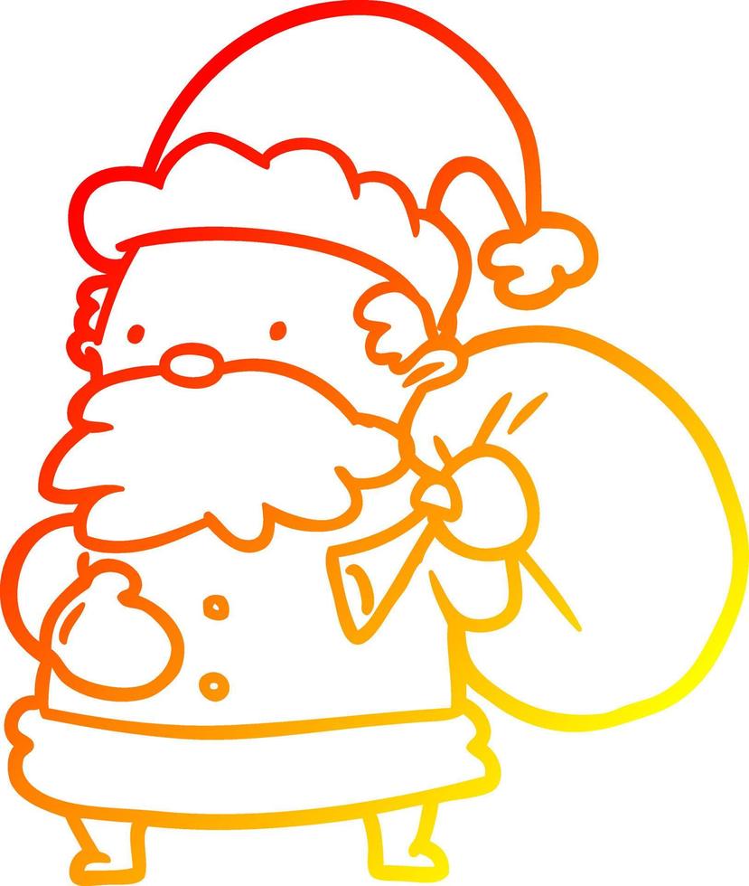 warm gradient line drawing santa claus vector