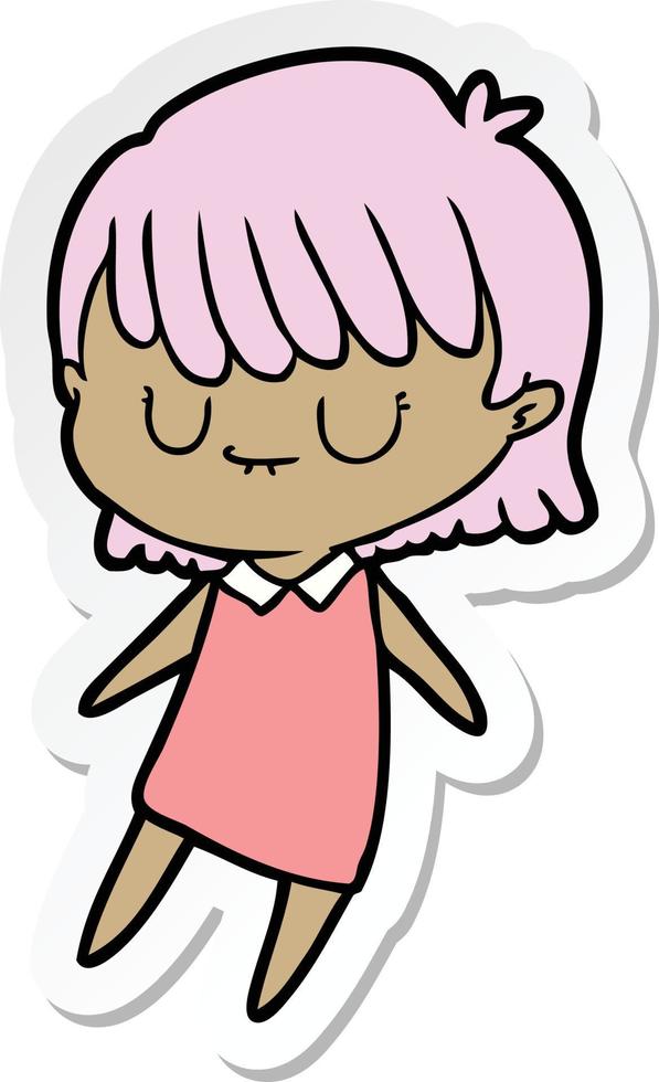 sticker of a cartoon woman vector