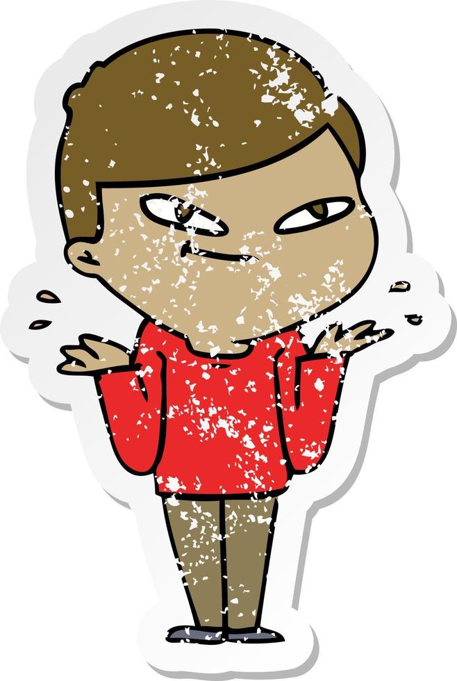 distressed sticker of a cartoon boy vector