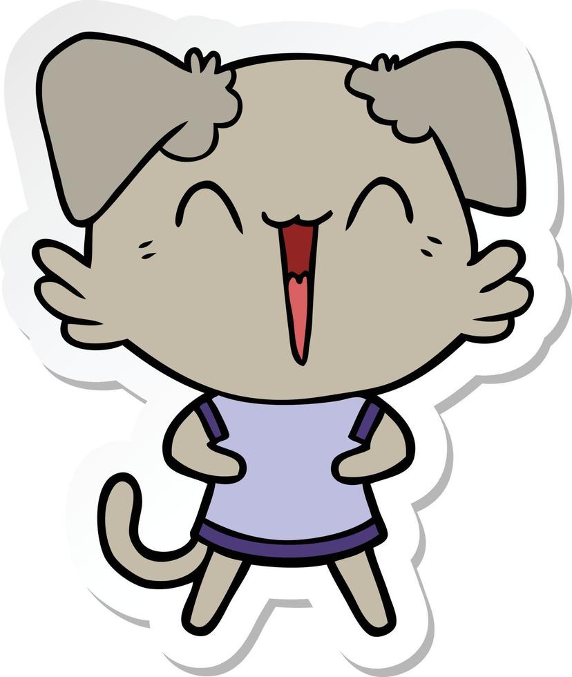 sticker of a happy little dog cartoon vector