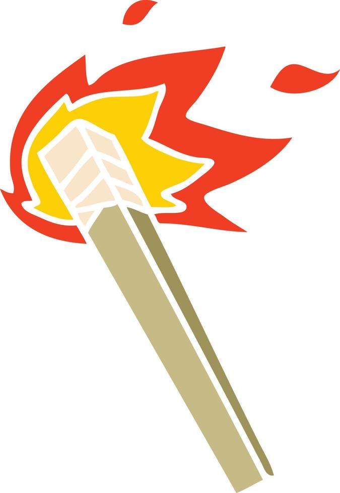 quirky hand drawn cartoon lit torch vector