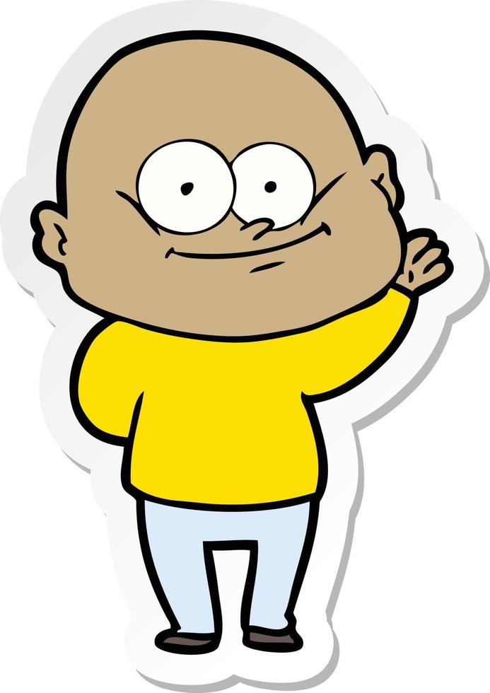 sticker of a cartoon bald man staring vector
