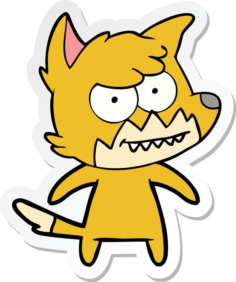 sticker of a cartoon grinning fox vector
