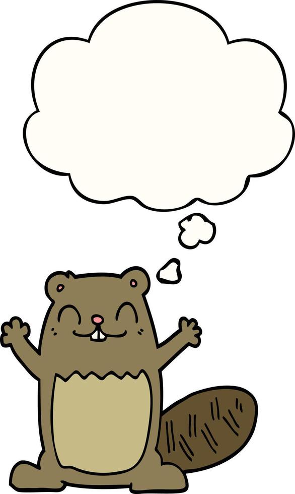 cartoon beaver and thought bubble vector