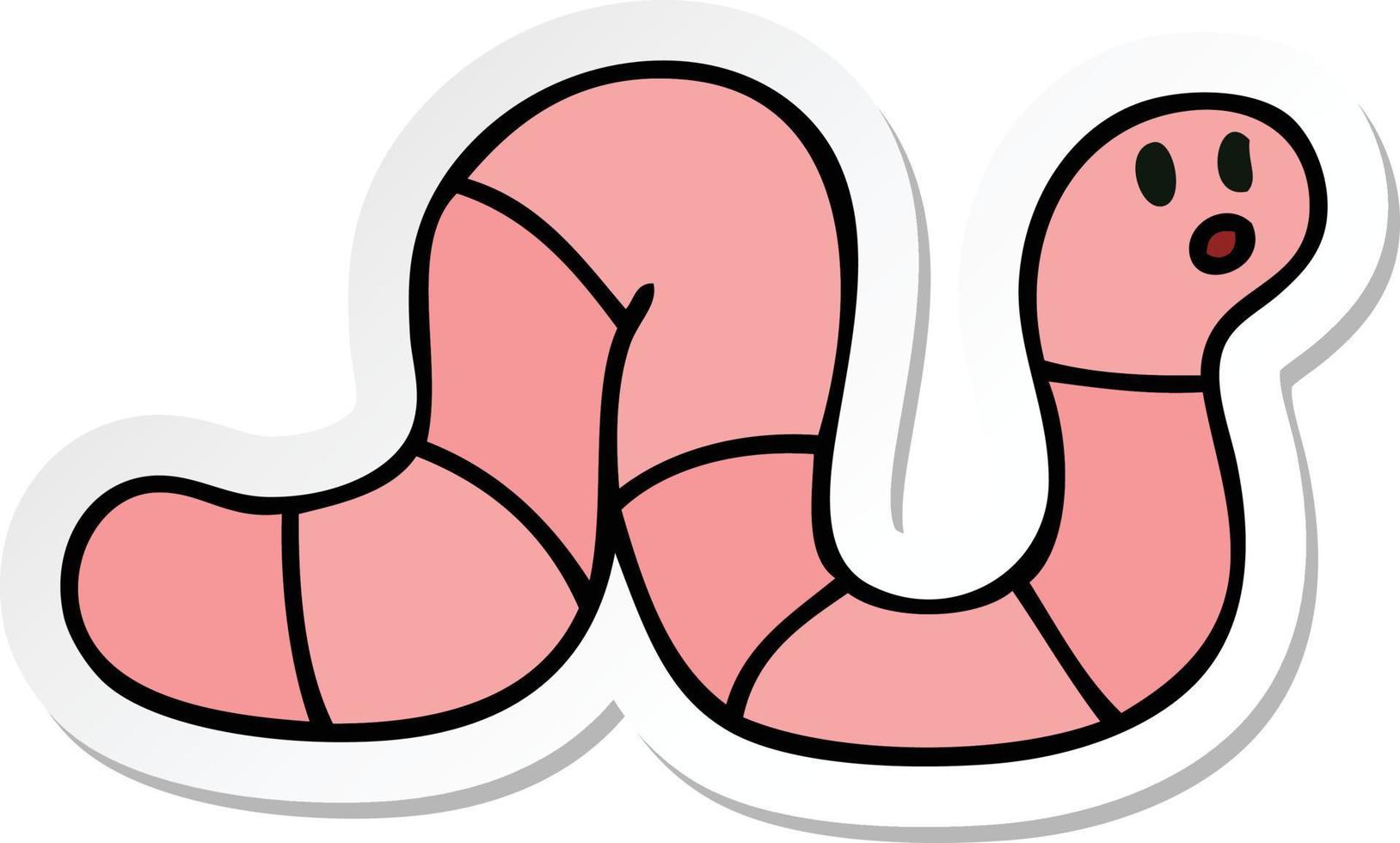 sticker of a quirky hand drawn cartoon worm vector