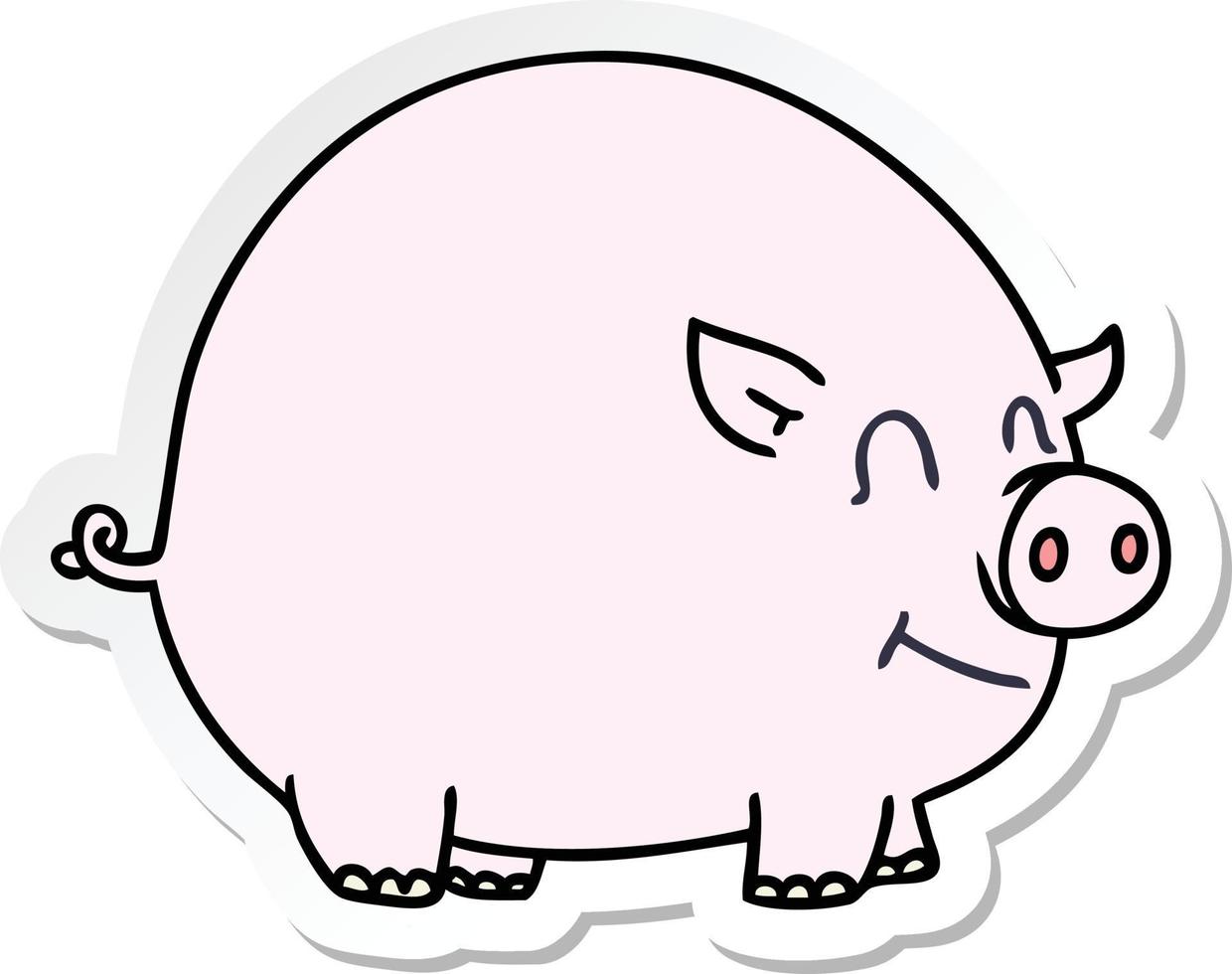 sticker of a quirky hand drawn cartoon pig vector