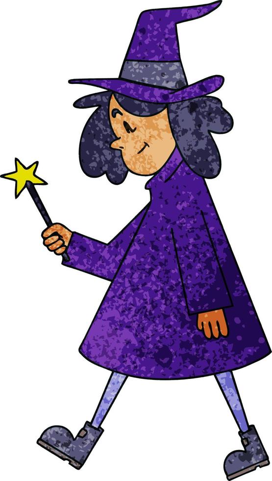 quirky hand drawn cartoon witch vector
