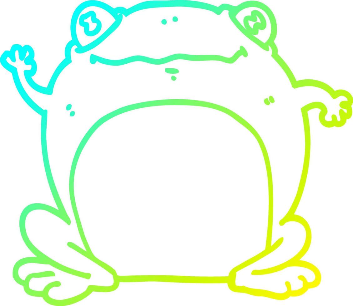 cold gradient line drawing cartoon frog vector