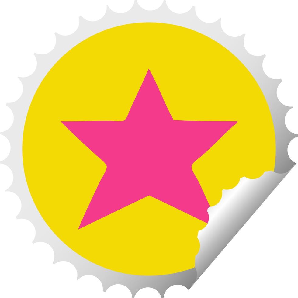 circular peeling sticker cartoon gold star vector