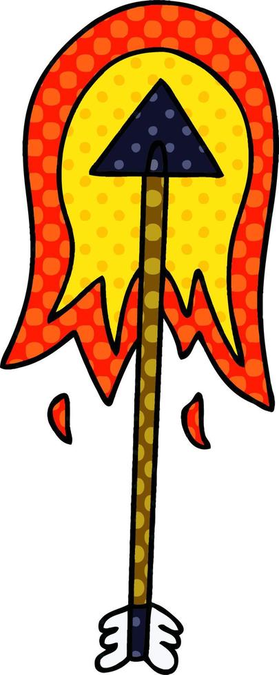 quirky comic book style cartoon burning arrow vector