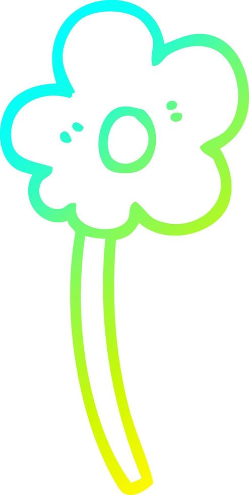 cold gradient line drawing cartoon flower vector