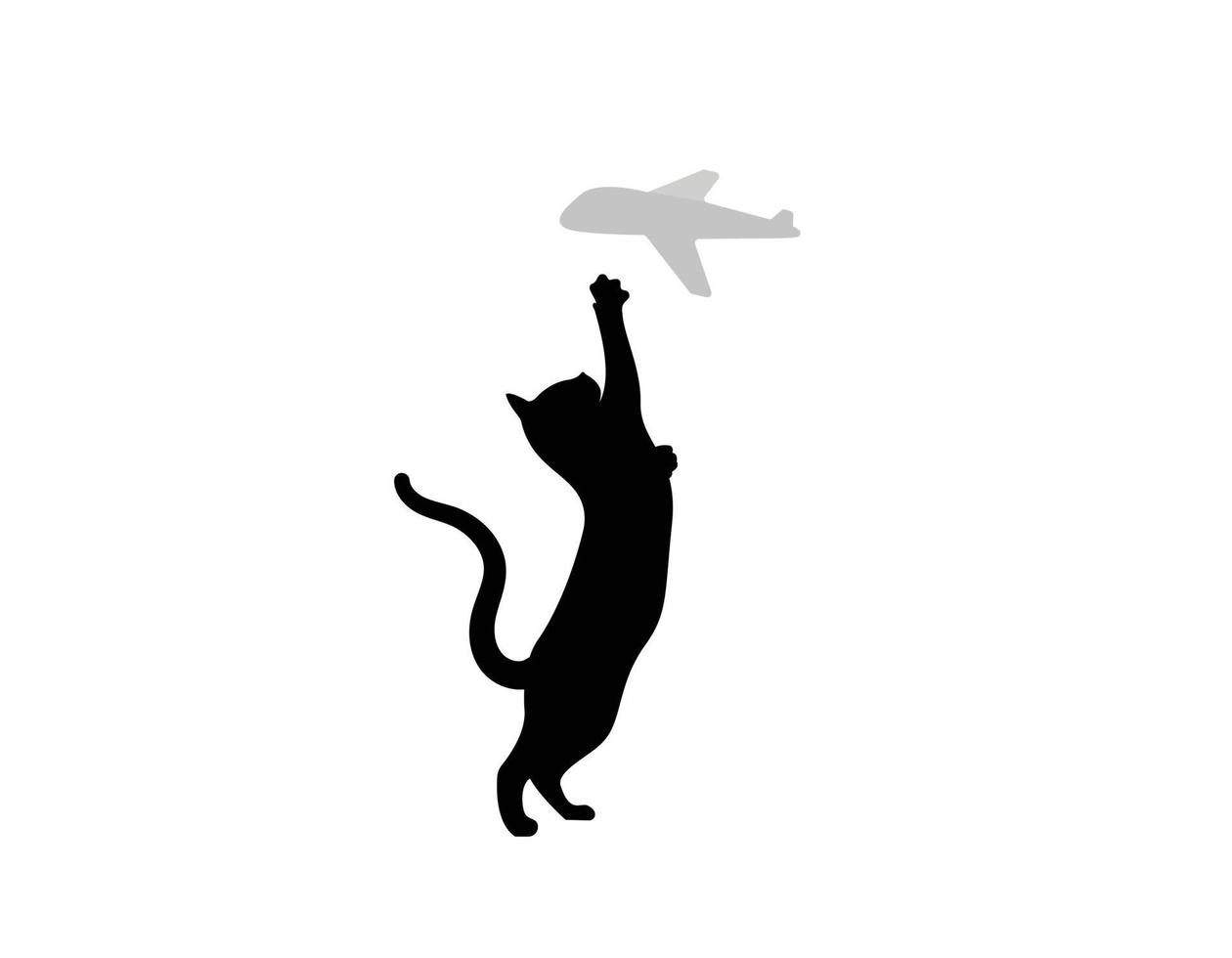 Cat catching a plane Tshirt illustration logo design vector