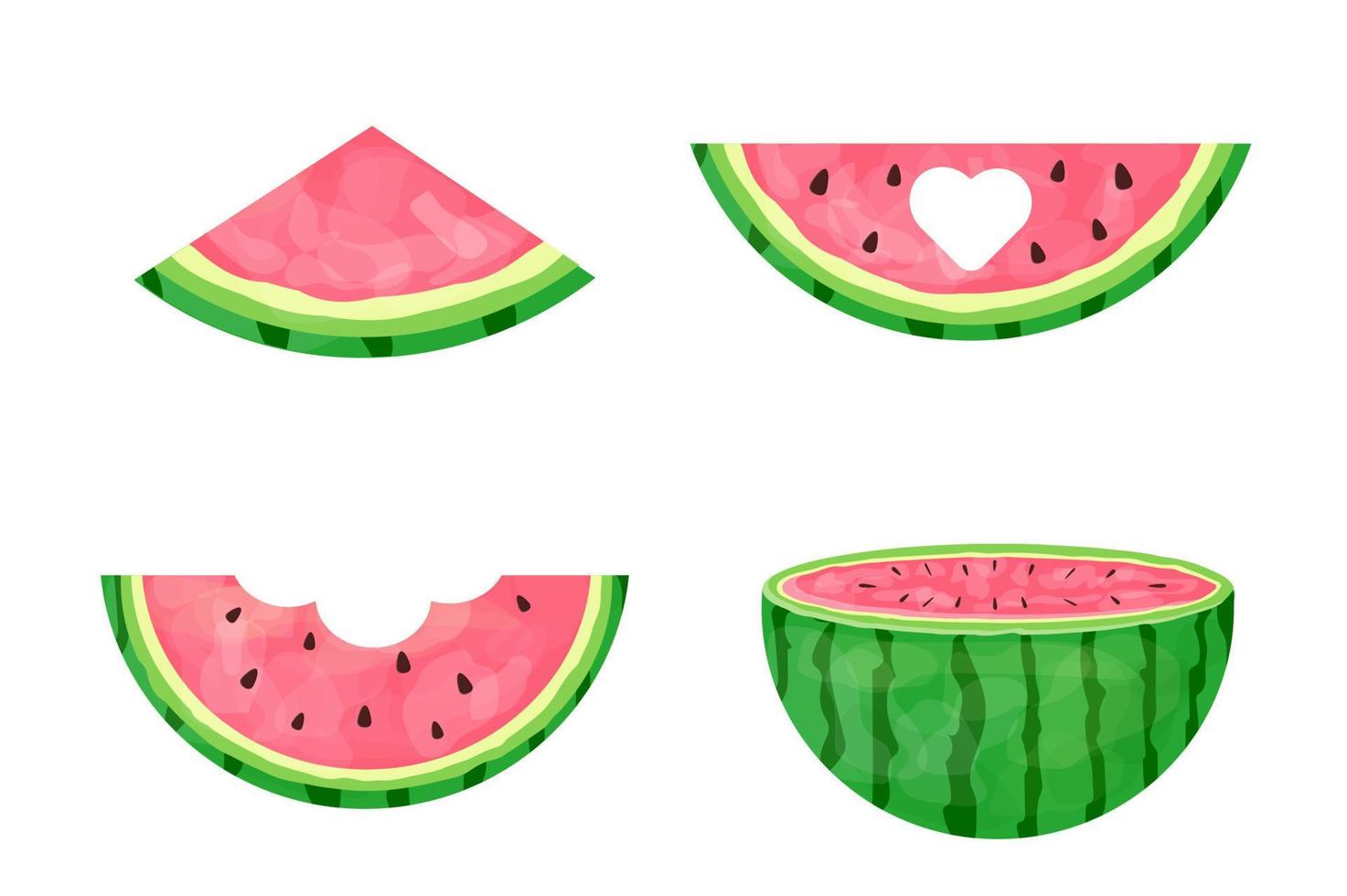 colección de sandías rosas desde diferentes ángulos. conjunto vectorial de  frutas de verano. uso para carteles, pancartas, carteles, álbumes de  recortes, pegatinas, decoraciones, portadas. 8489088 Vector en Vecteezy