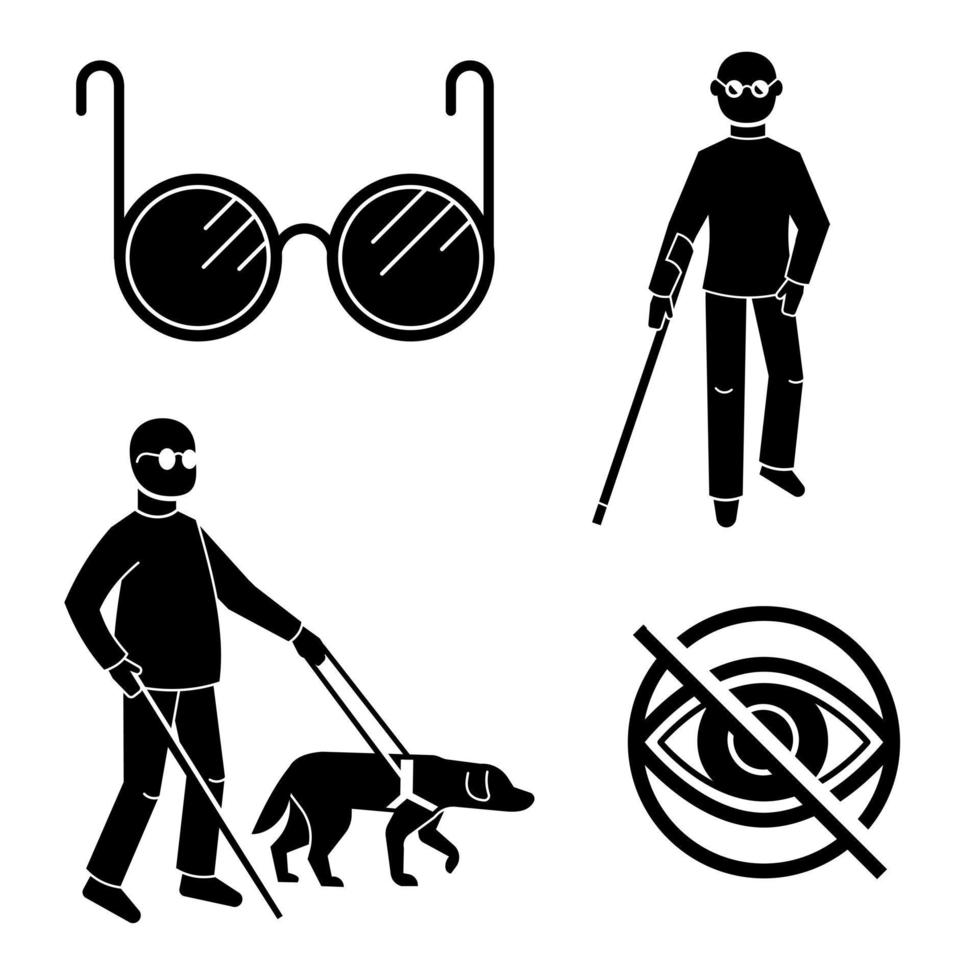 Blind people icons set, simple style vector