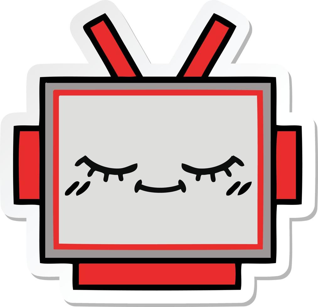 sticker of a cute cartoon robot head vector