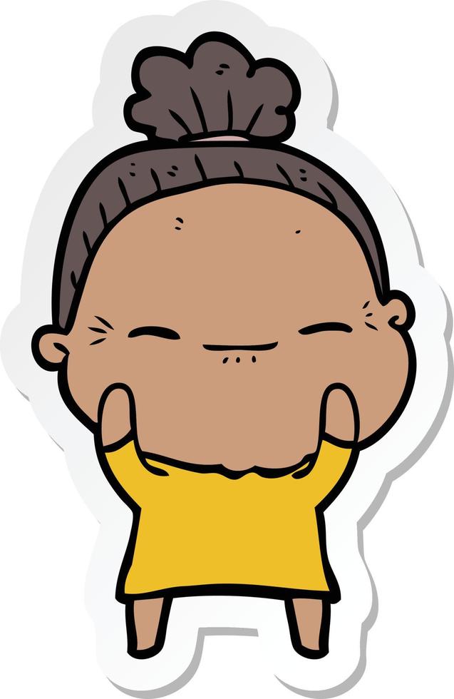 sticker of a cartoon peaceful old woman vector
