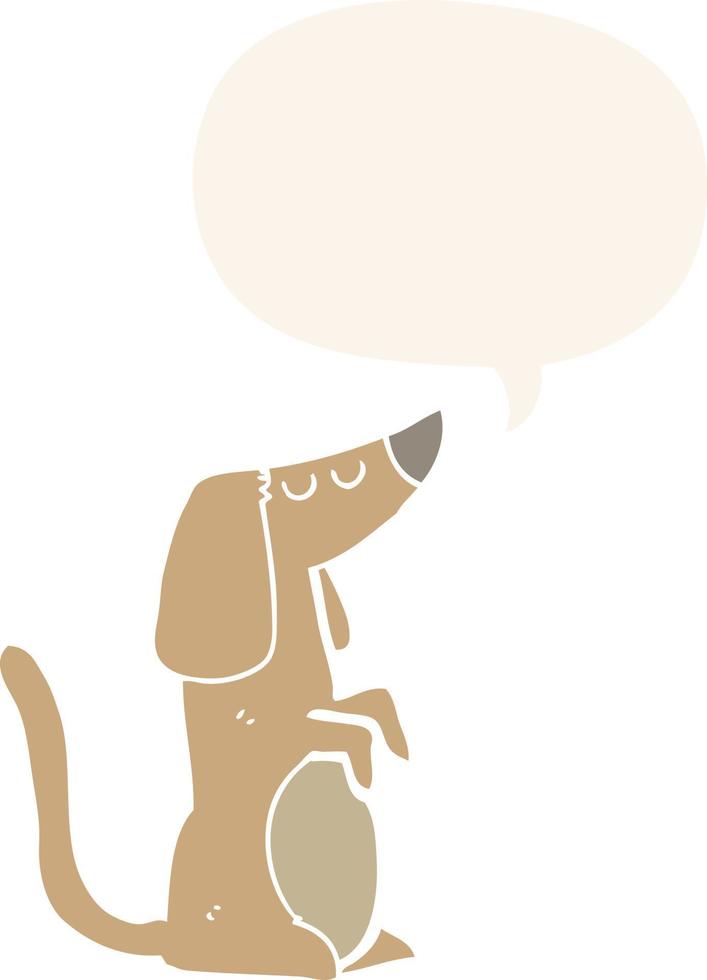 cartoon dog and speech bubble in retro style vector