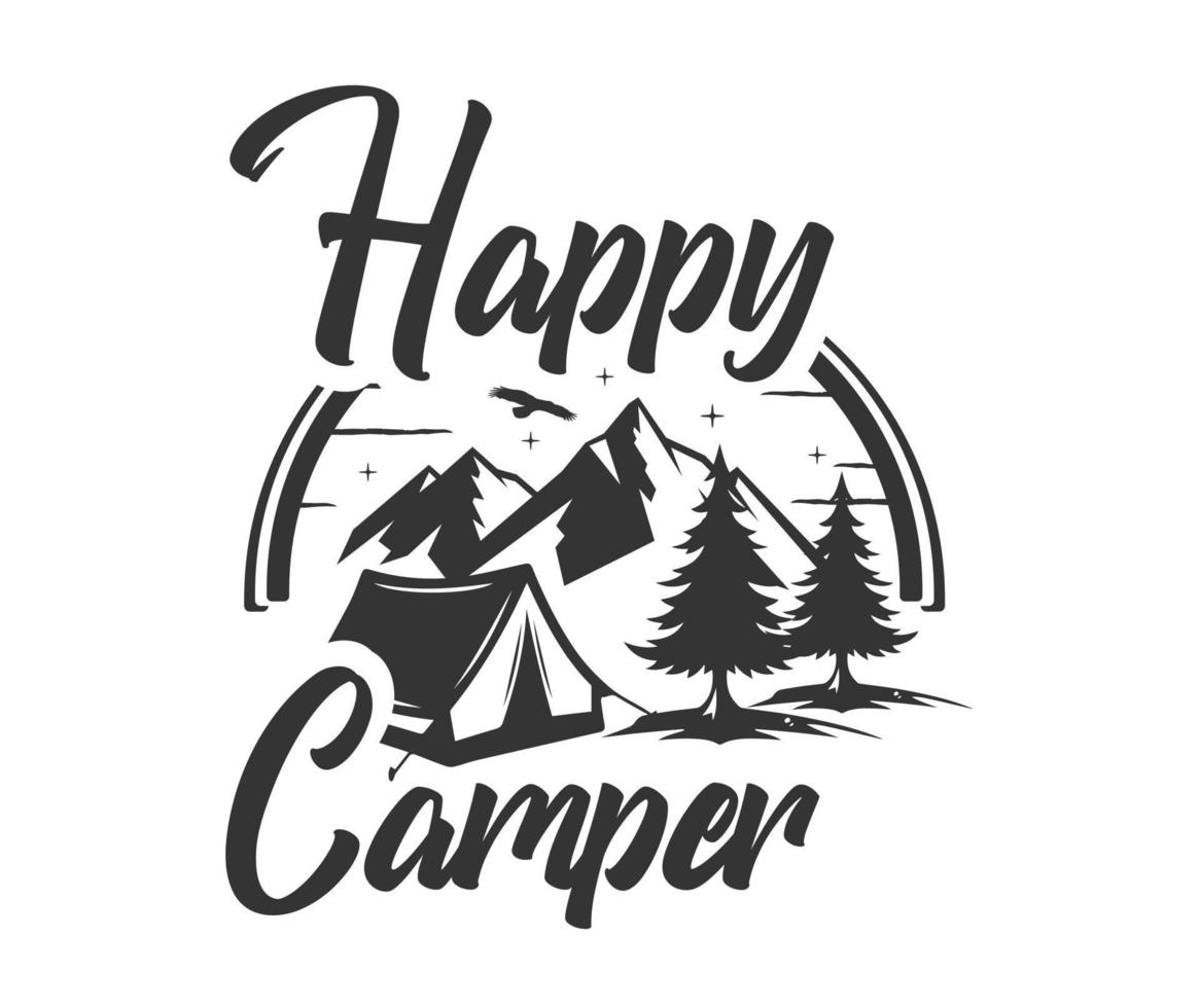 Happy camper vintage vector sign