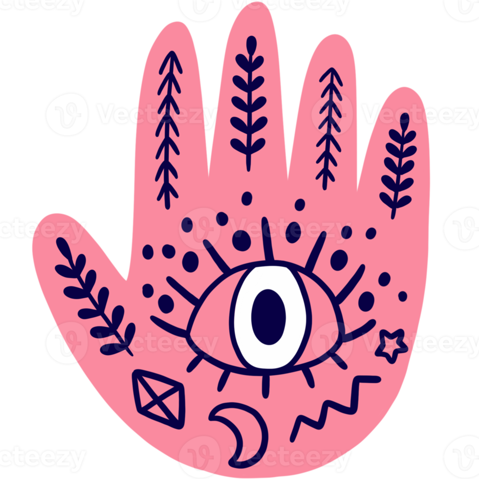 Cartoon cute astrology hand and eye clipart. png