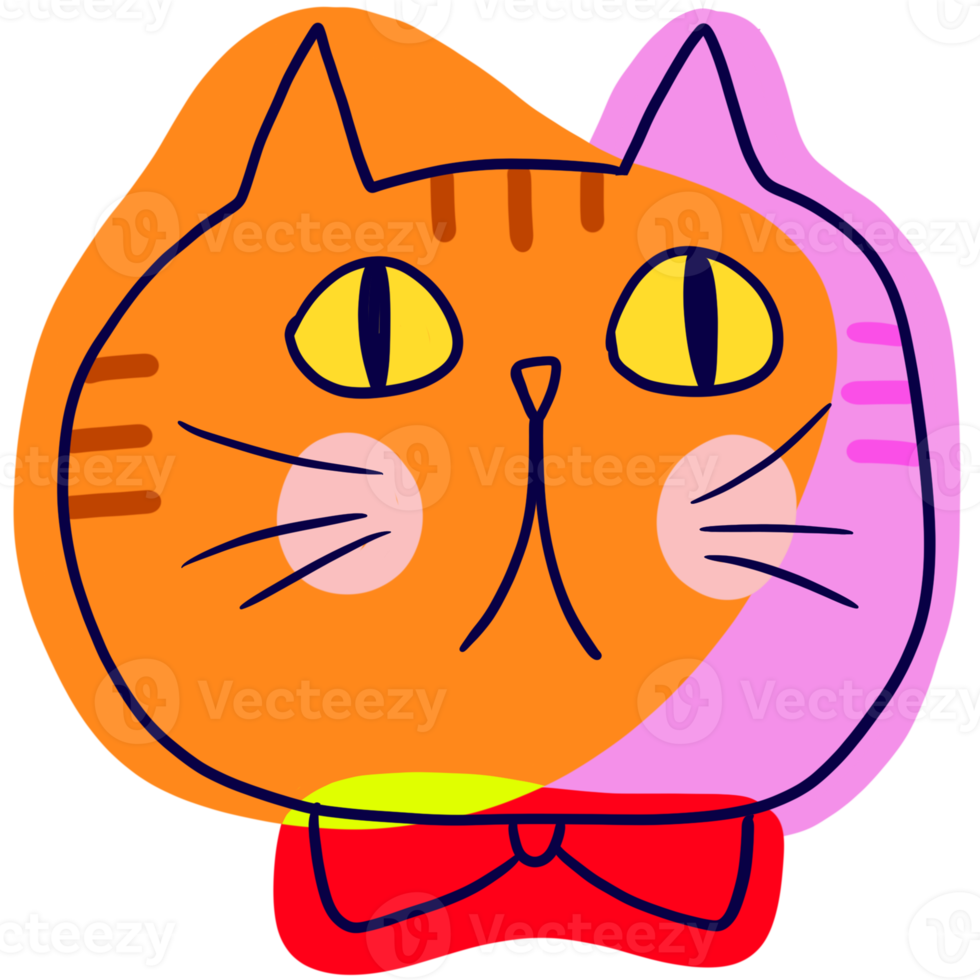 Cartoon cute funny face cat clipart png