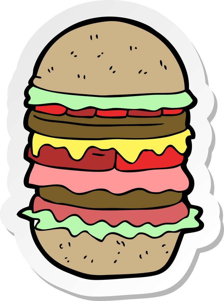 sticker of a cartoon amazing burger vector