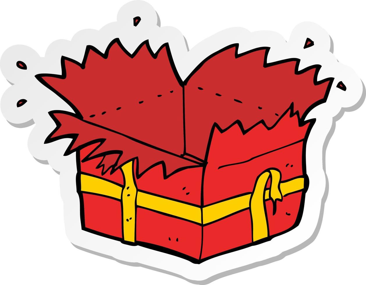 sticker of a cartoon open present vector