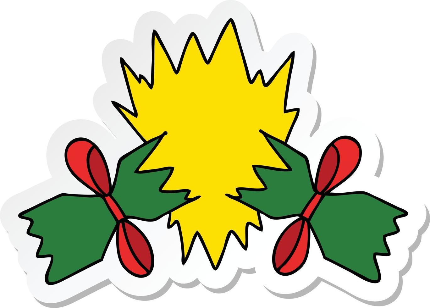 sticker of a quirky hand drawn cartoon pulled cracker vector