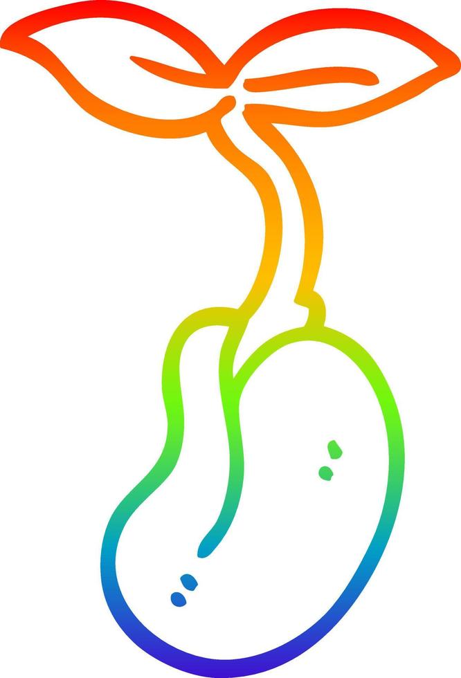 rainbow gradient line drawing cartoon seedling vector