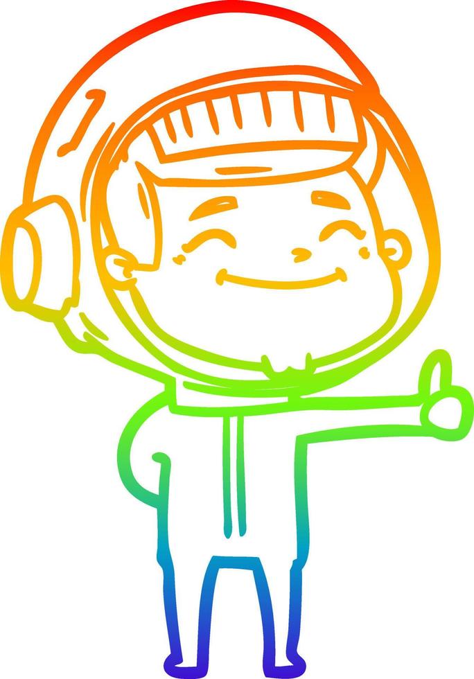 rainbow gradient line drawing happy cartoon astronaut vector