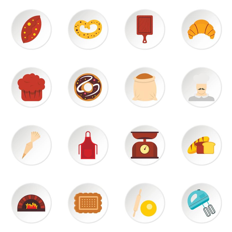 Bakery set flat icons vector