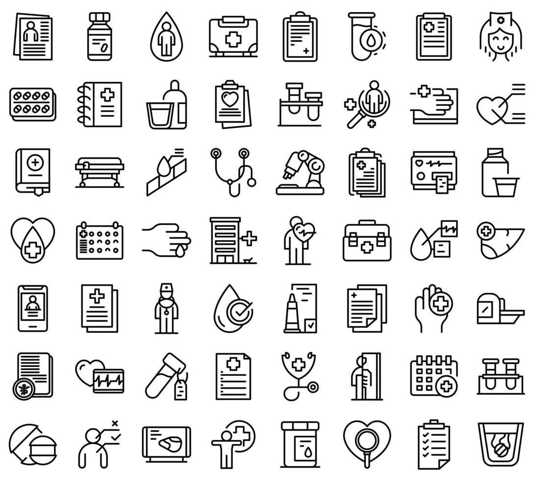 Medical examination icons set outline vector. Health check vector