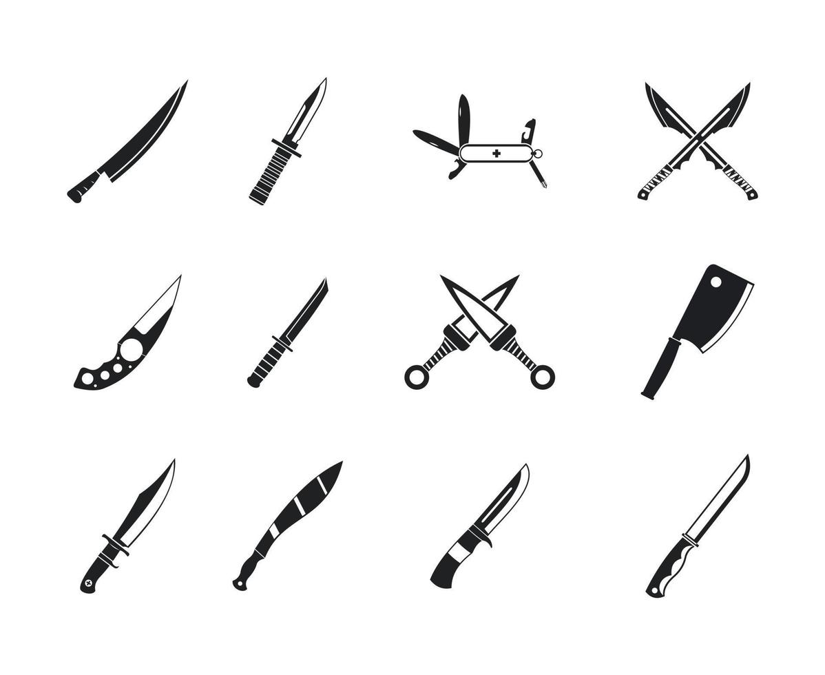 conjunto de iconos de cuchillo, estilo simple vector