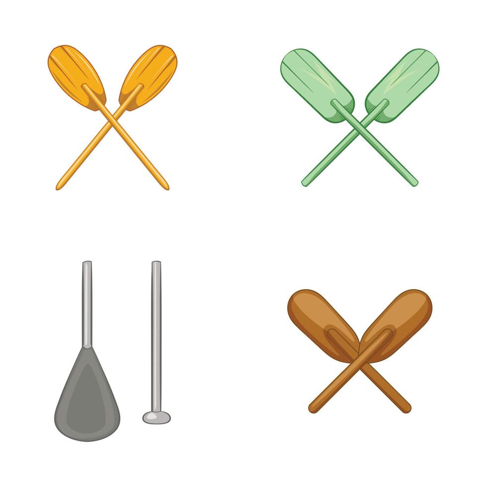 Paddles icon set, cartoon style vector