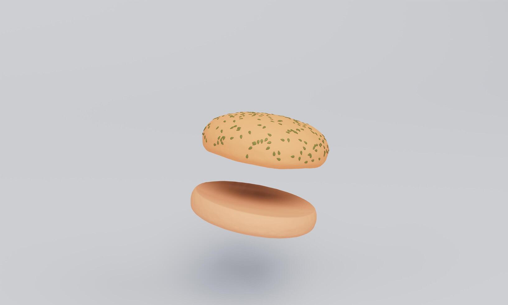 Hamburger only bread flying 3d render photo