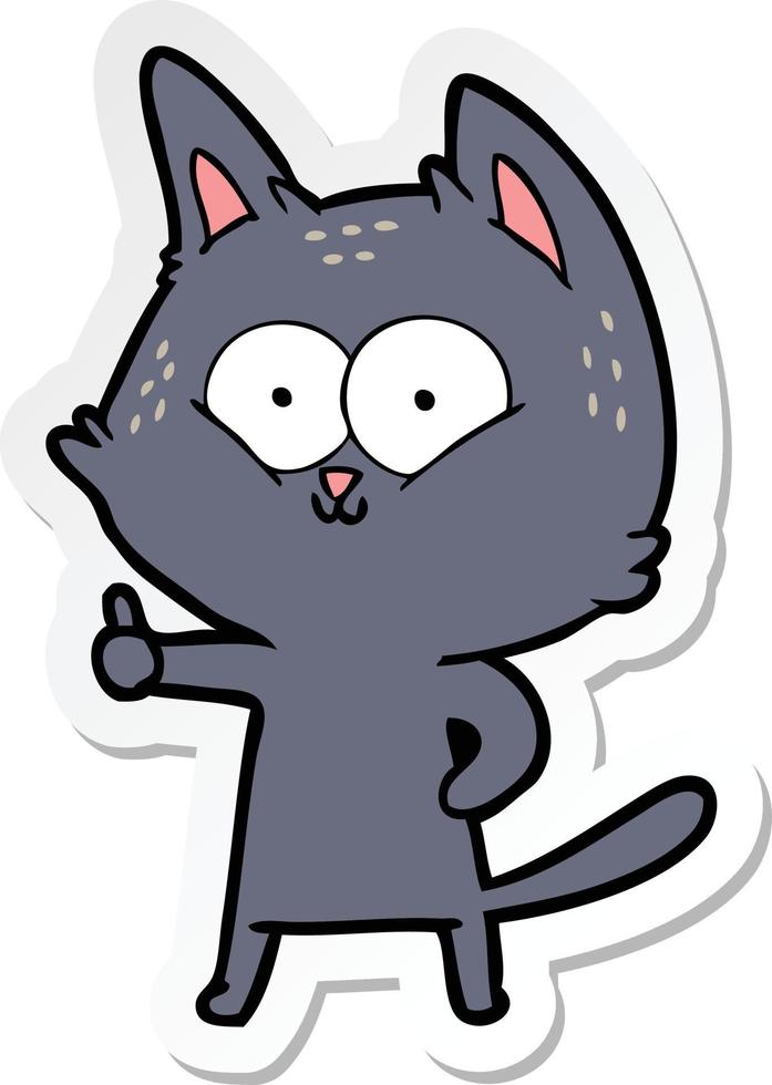 pegatina de un gato de dibujos animados dando pulgares hacia arriba vector