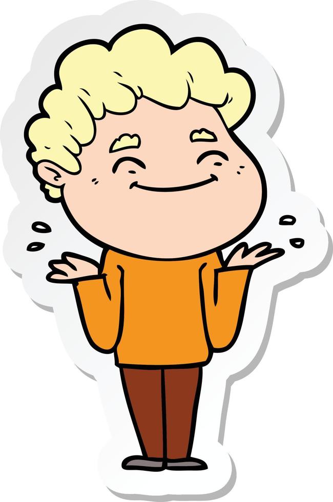 sticker of a cartoon friendly man vector