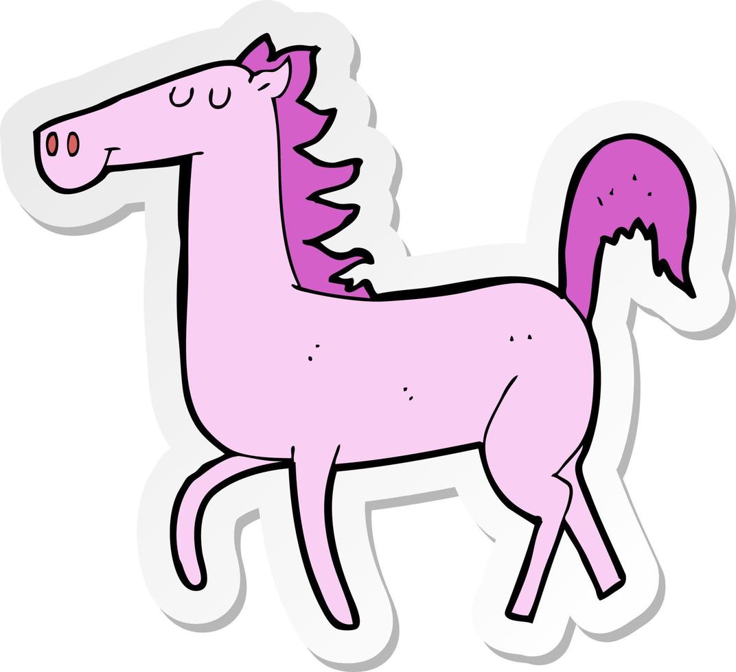sticker of a cartoon horse vector