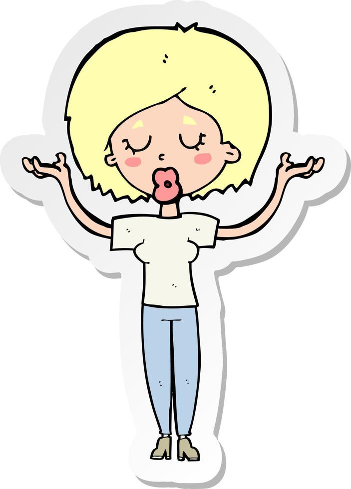 sticker of a cartoon peaceful woman vector