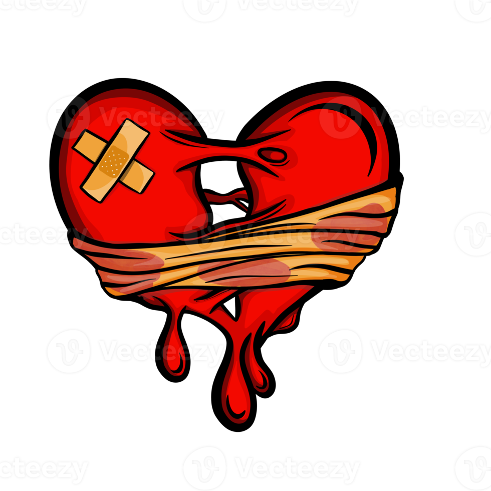krossat hjärta clipart, droppblod, hjärtskada med vidhäftande elastiska