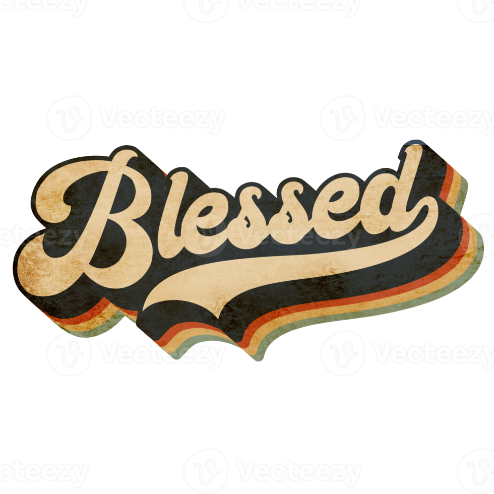 Blessed lettering vintage design png