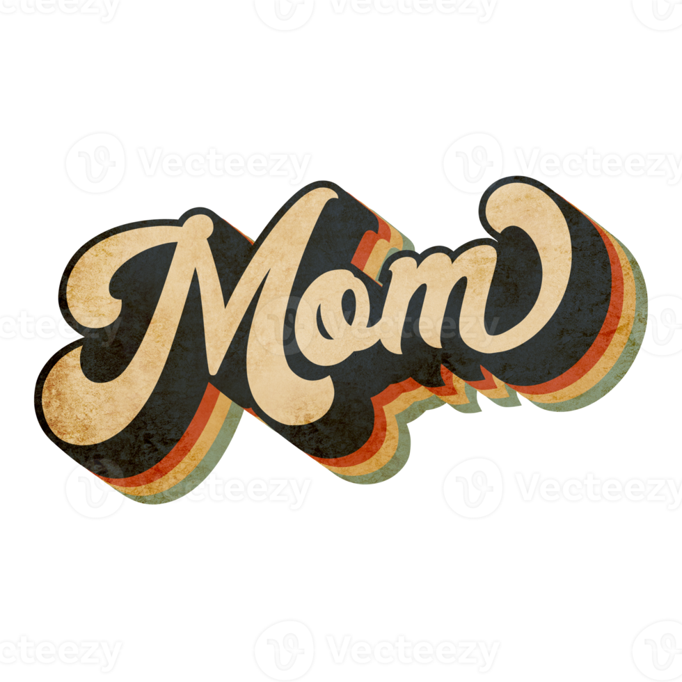 Mom lettering vintage design png