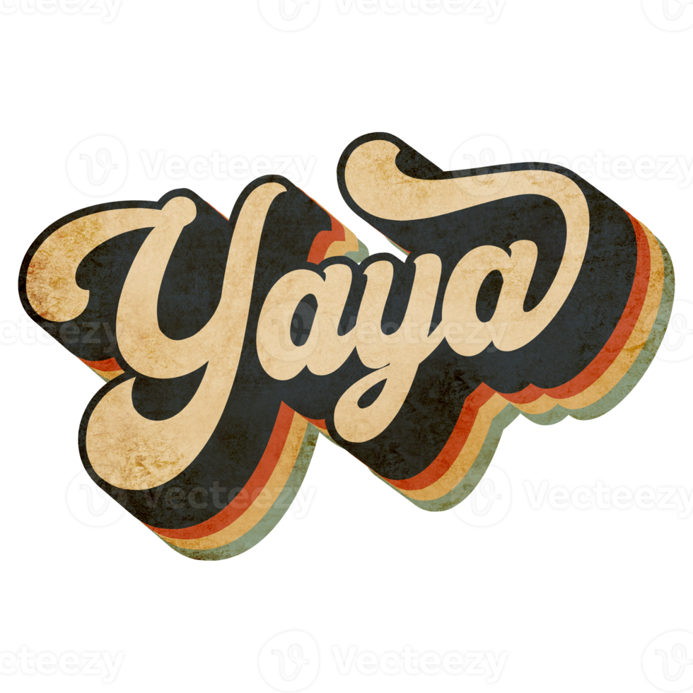 diseño vintage de letras yaya png
